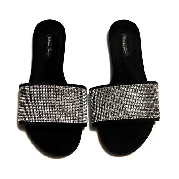 Victoria’s Secret Black Rhinestone Slippers - Picture 1 of 3